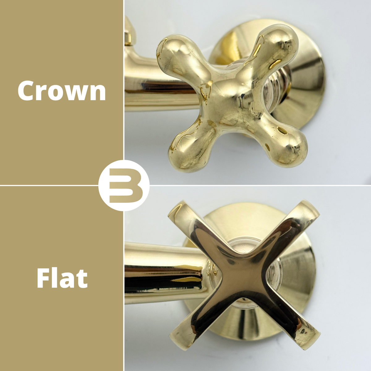 10" Curved unlacquered brass wall faucet, 3.5" drop with cross handles – alternate view 10