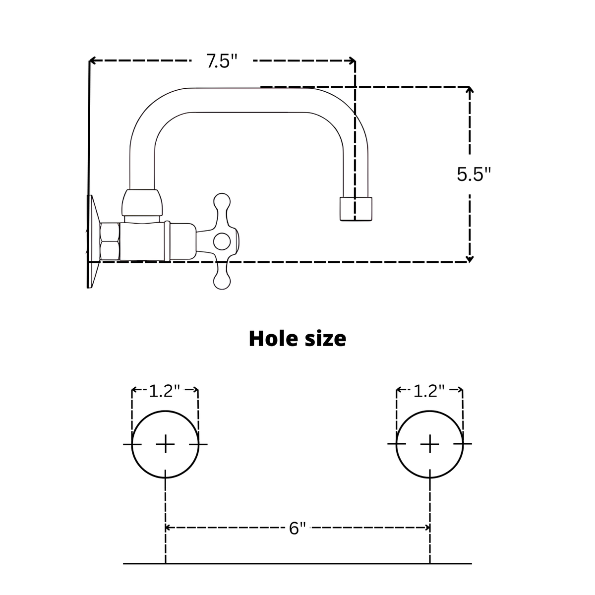 7.5" Swivel unlacquered brass wall faucet, 6" spread with cross handles – alternate view 10