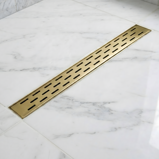 Unlacquered Solid Brass Linear Shower Drain - image 1