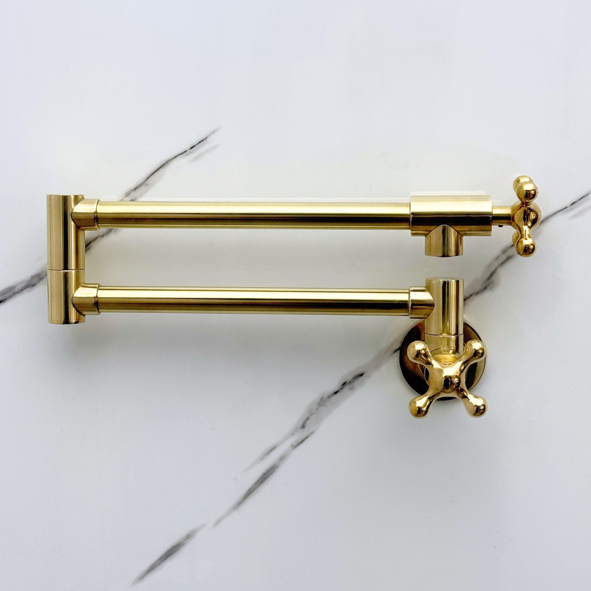 Unlacquered Brass Swing-Arm Pot Filler with Cross Handles – alternate view 7