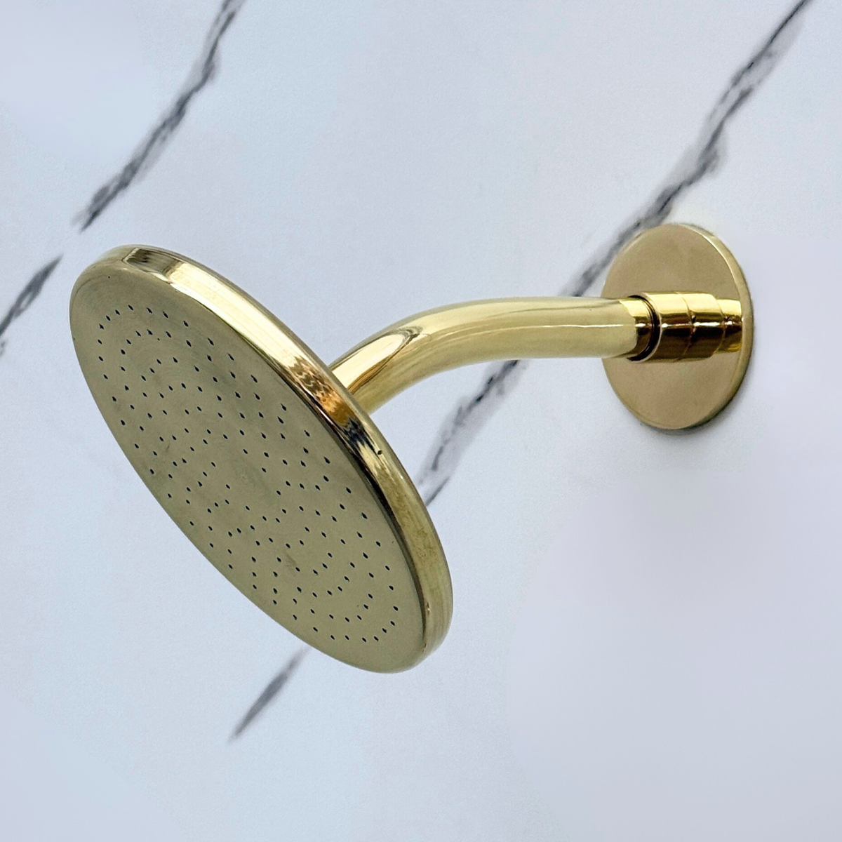 Unlacquered Brass Flat Rain Shower Head with Short Arm, Adjustable Brass Shower Head - image 4
