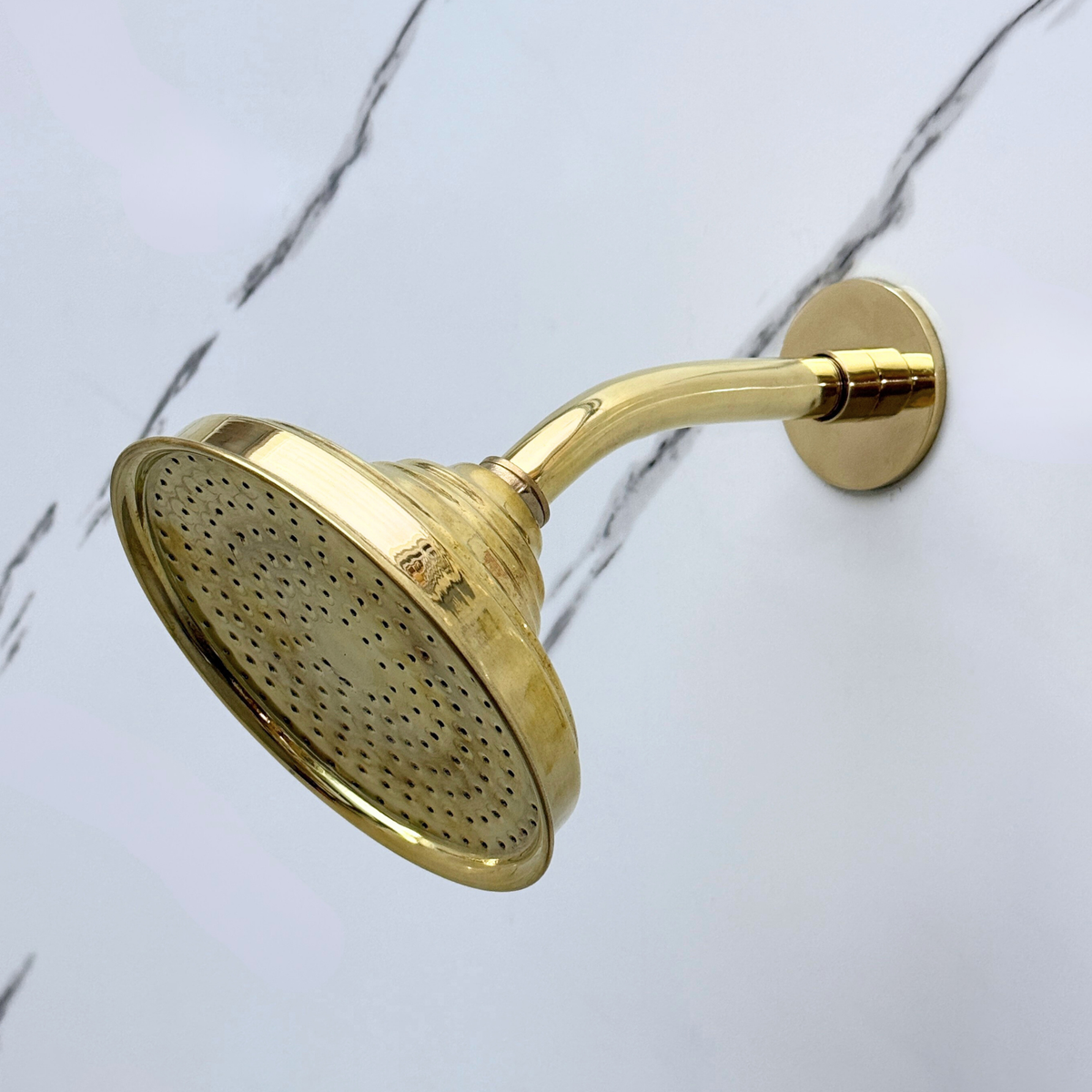 Unlacquered Brass Round Rain Shower Head with Short Arm - image 7