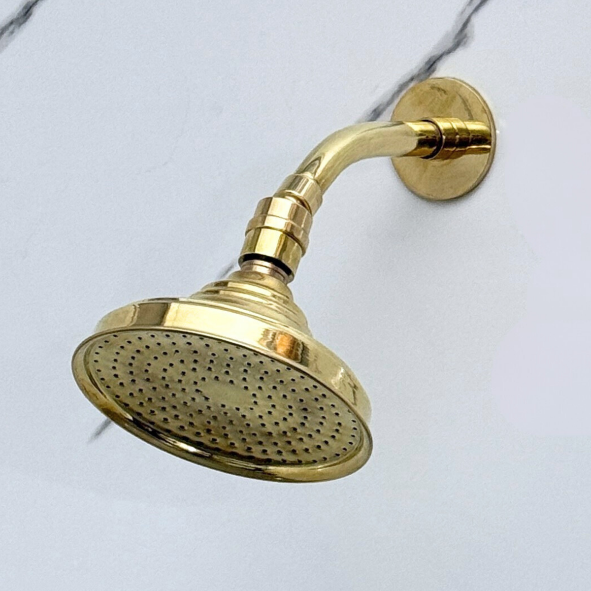 Unlacquered Brass Round Rain Shower Head with Short Arm - image 1