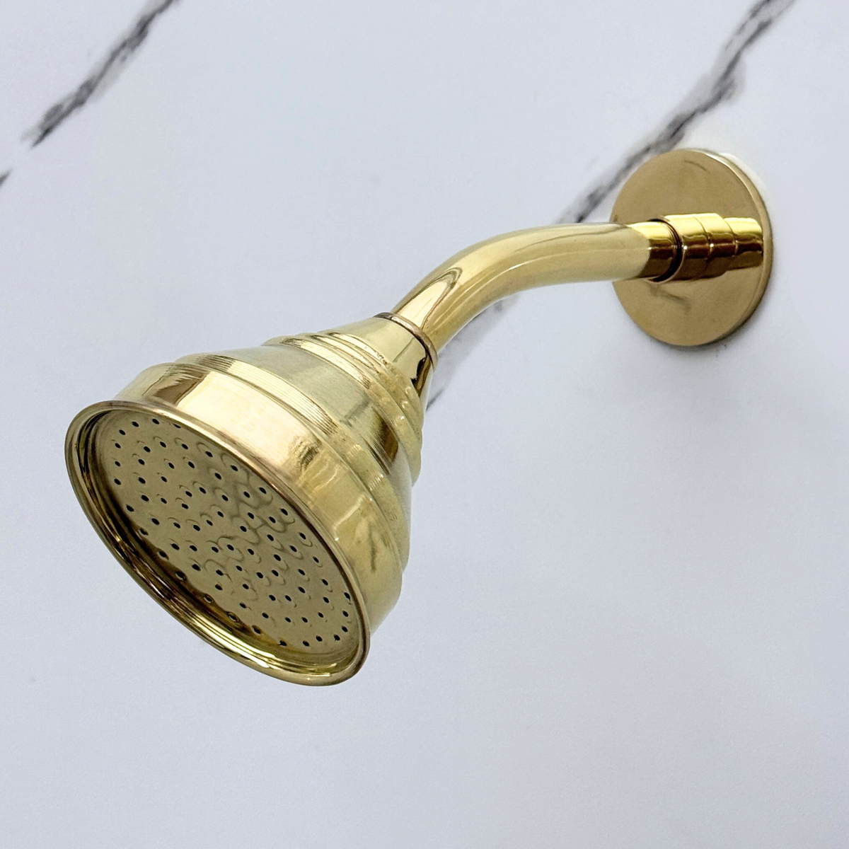 Unlacquered Brass Round Rain Shower Head with Short Arm - image 6
