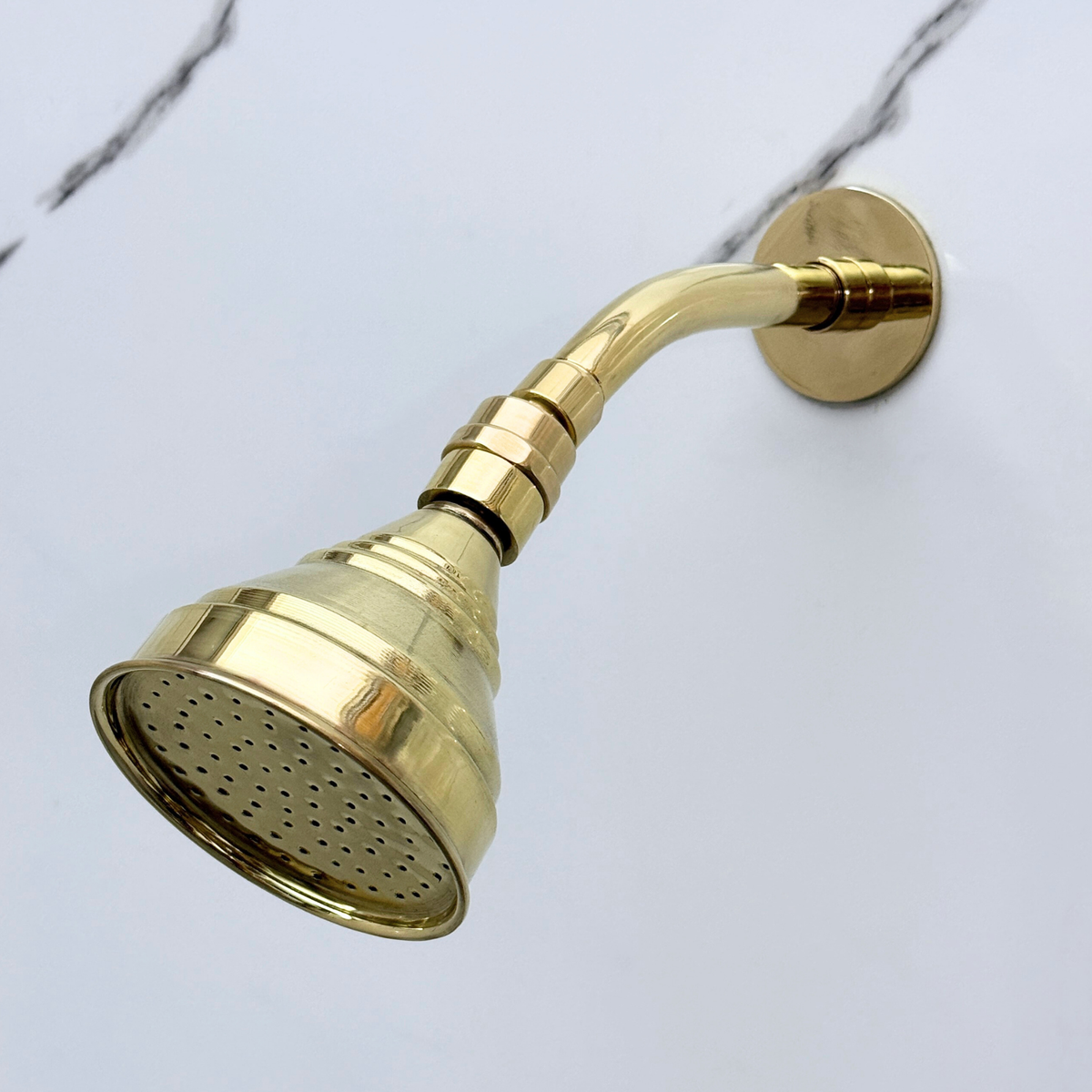 Unlacquered Brass Round Rain Shower Head with Short Arm - image 3