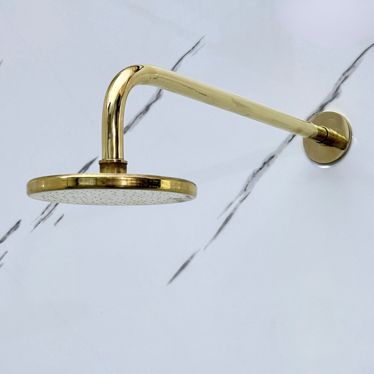 Unlacquered Brass Flat Rain Shower Head with Straight Arm, Adjustable Brass Shower Head - image 4