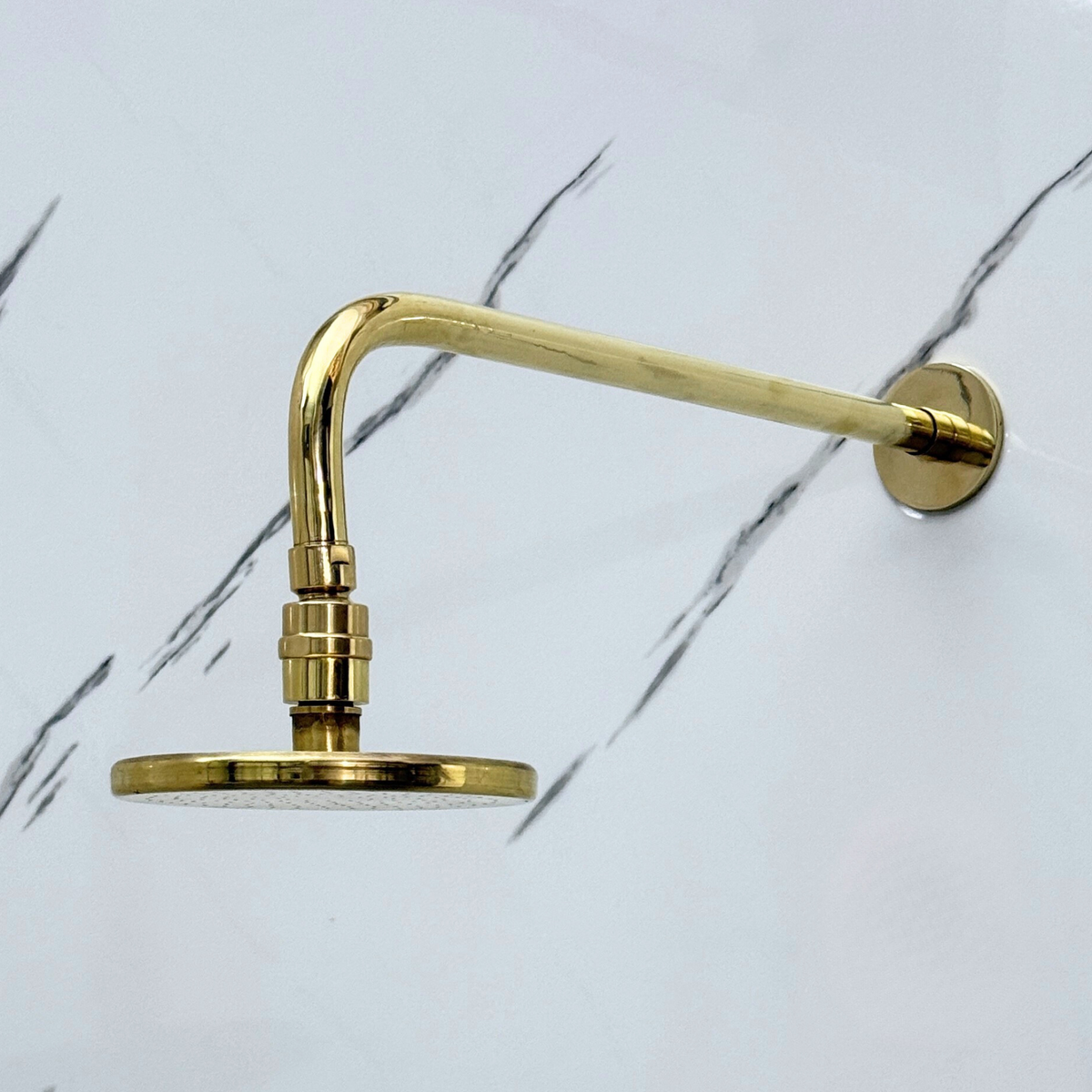 Unlacquered Brass Flat Rain Shower Head with Straight Arm, Adjustable Brass Shower Head - image 5