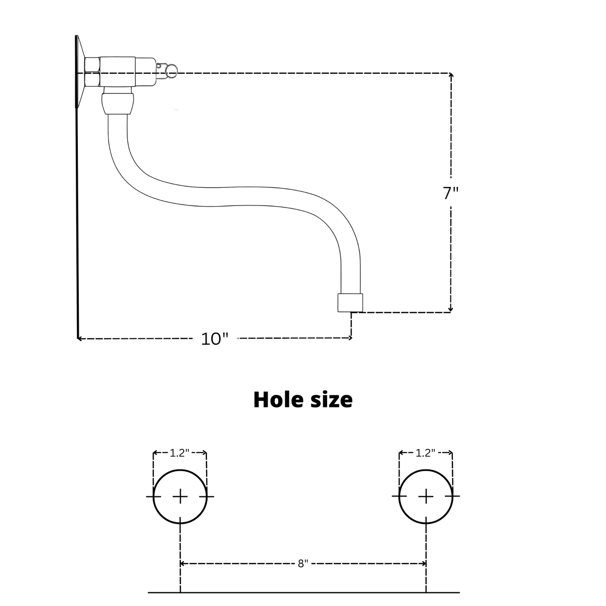 Unlacquered brass wall faucet, 10" reach, 7" drop with lever handles – alternate view 9
