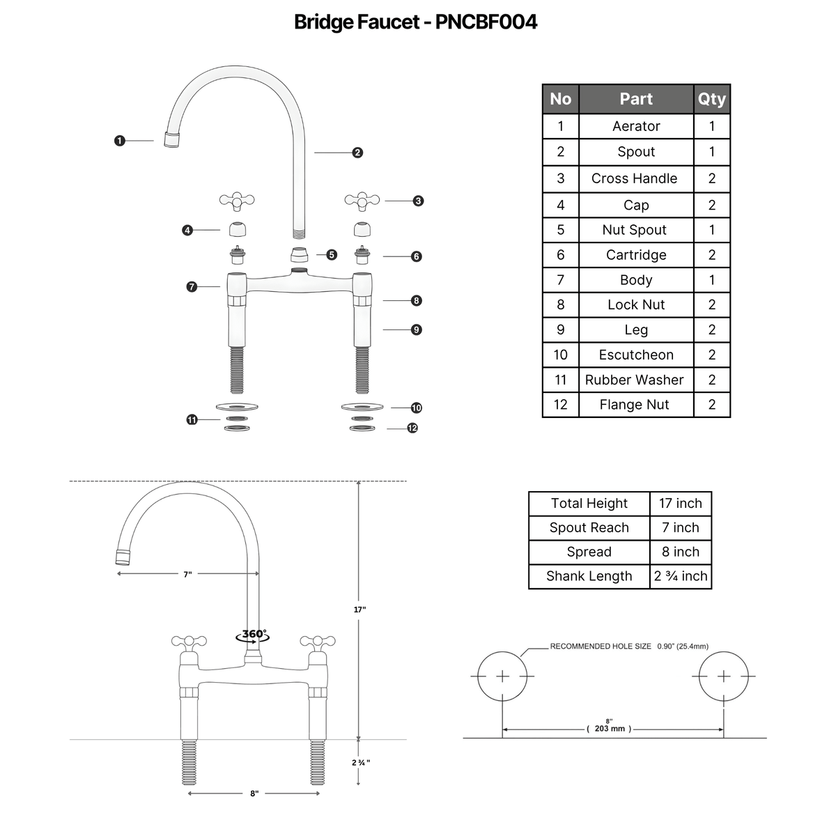 Polished Nickel Bridge Faucet with Cross Handles - Atlas - Vintaless