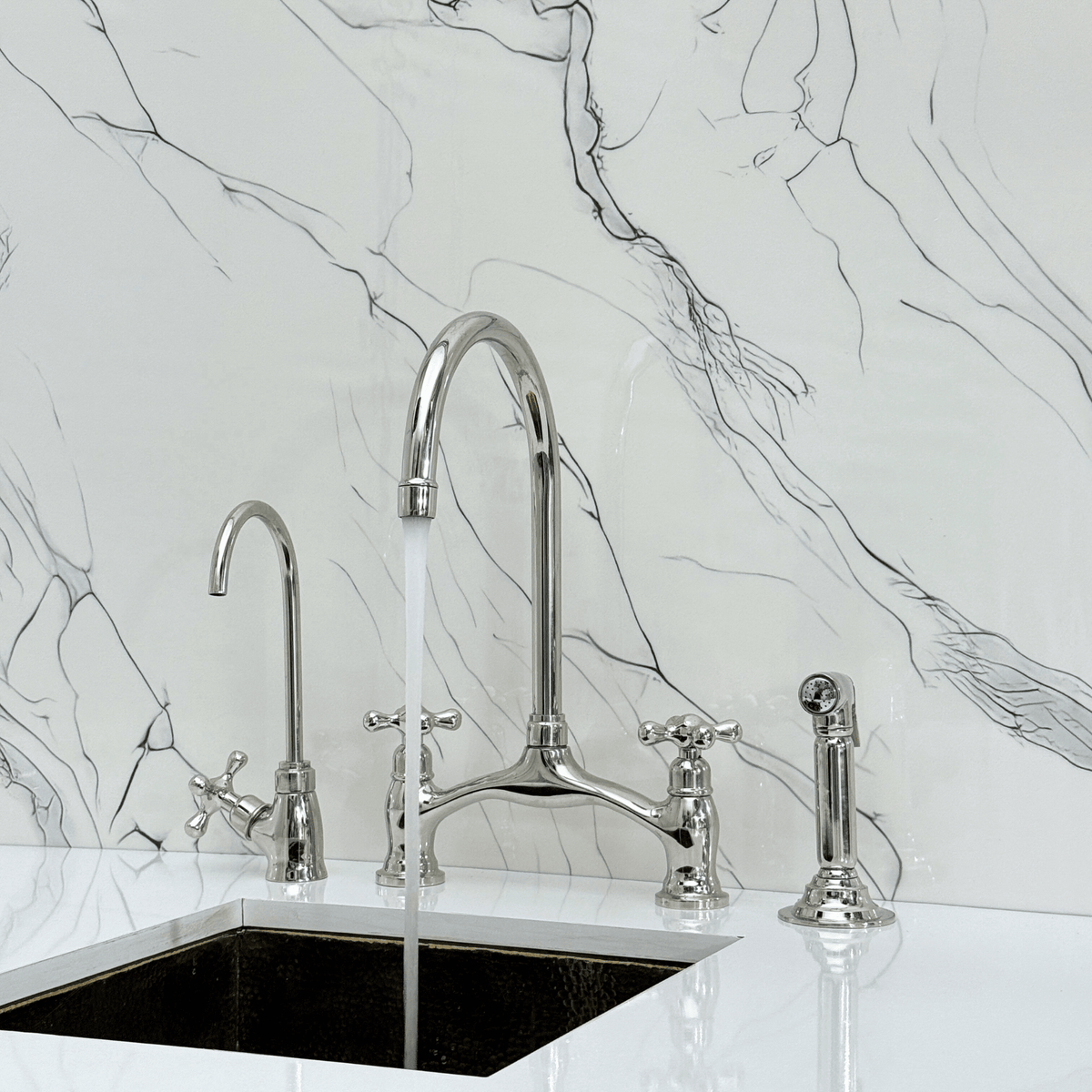 Polished Nickel Bridge Faucet with Cross Handles - Cavendish - Vintaless