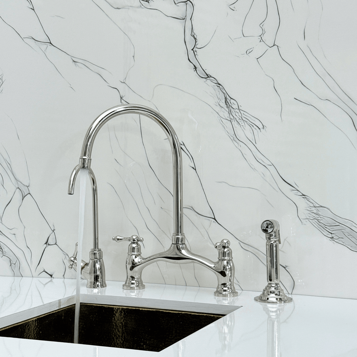 Polished Nickel Bridge Faucet with Lever Handles - Cavendish - Vintaless