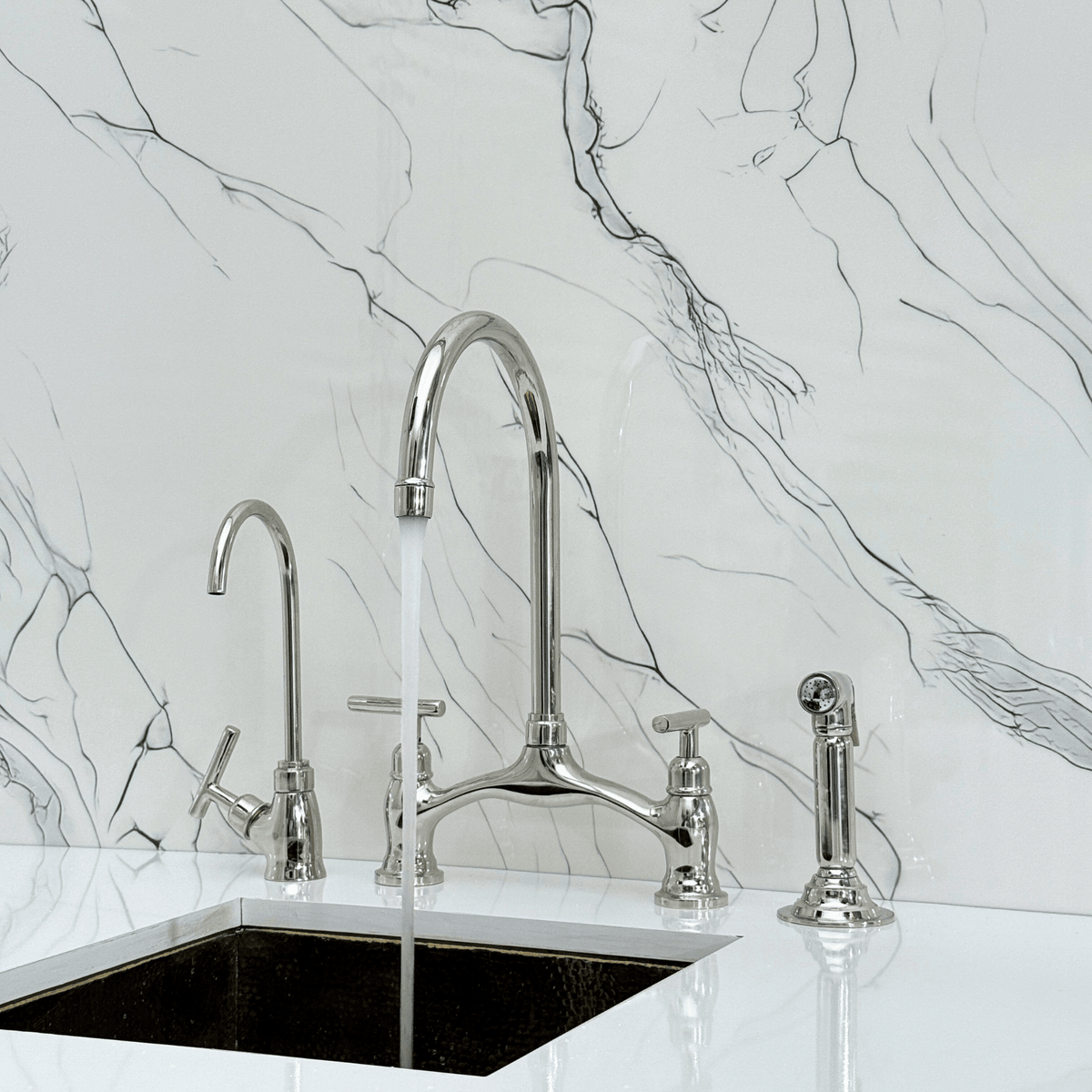 Polished Nickel Bridge Faucet with Lever Handles - Cavendish - Vintaless