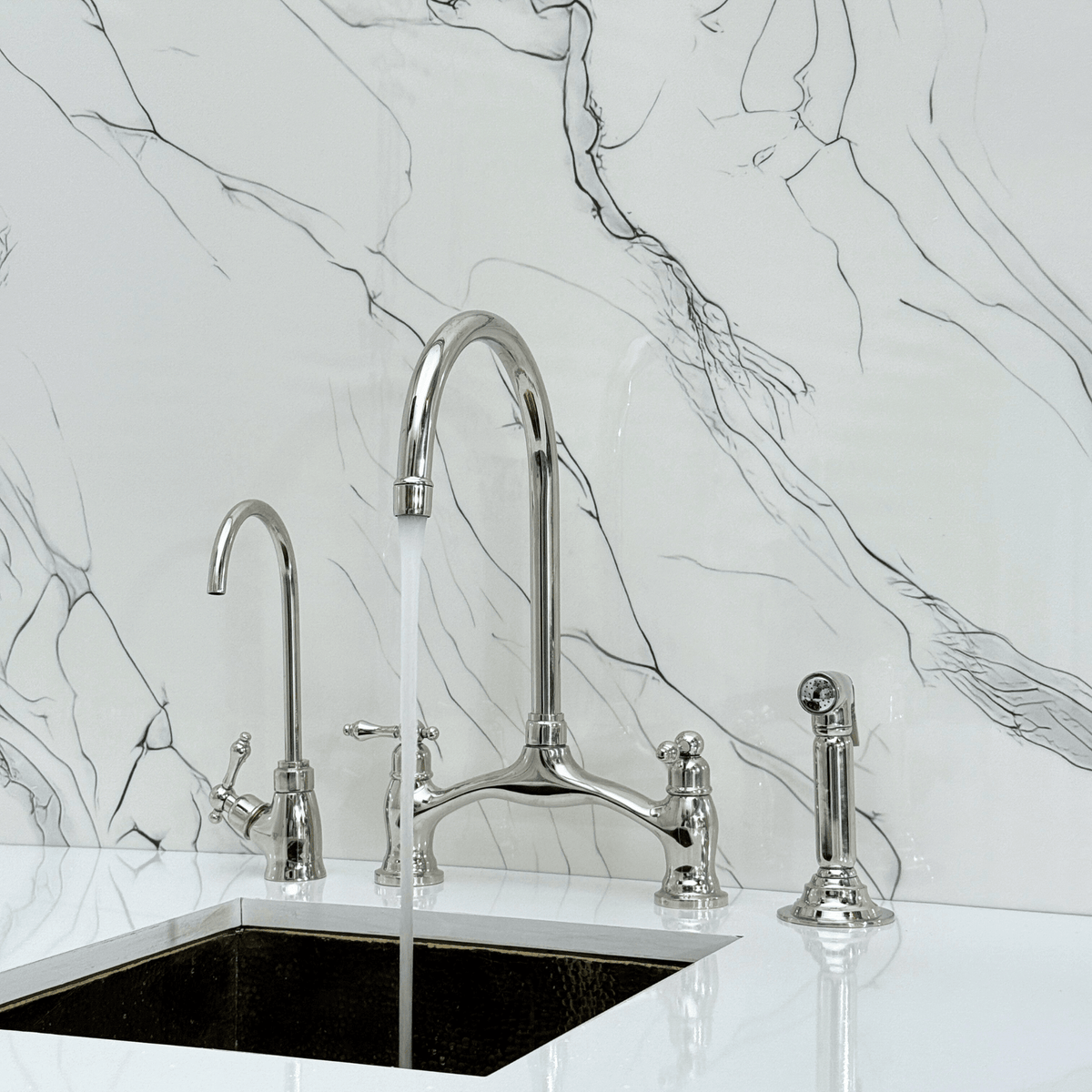 Polished Nickel Bridge Faucet with Lever Handles - Cavendish - Vintaless