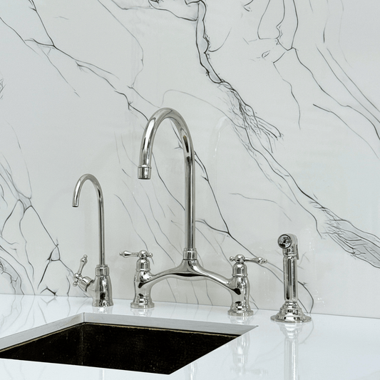 Polished Nickel Bridge Faucet with Lever Handles - Cavendish - Vintaless