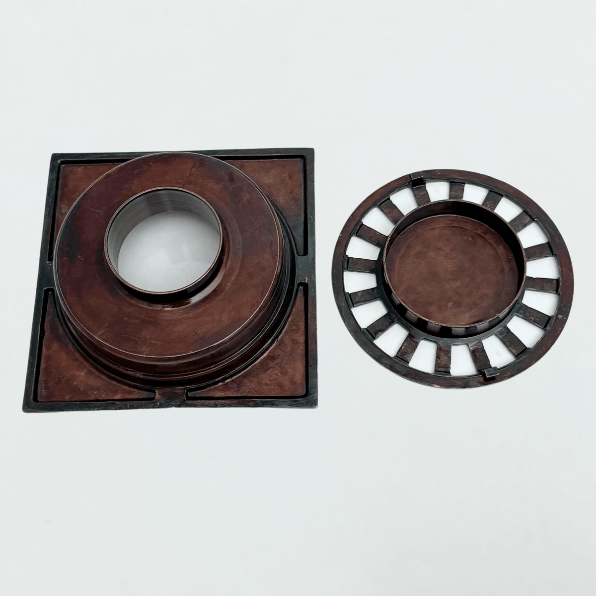Solid Brass Hammered Square Shower Drain, Antique Copper Finish Bathroom Drain with Removable Cover - Vintaless