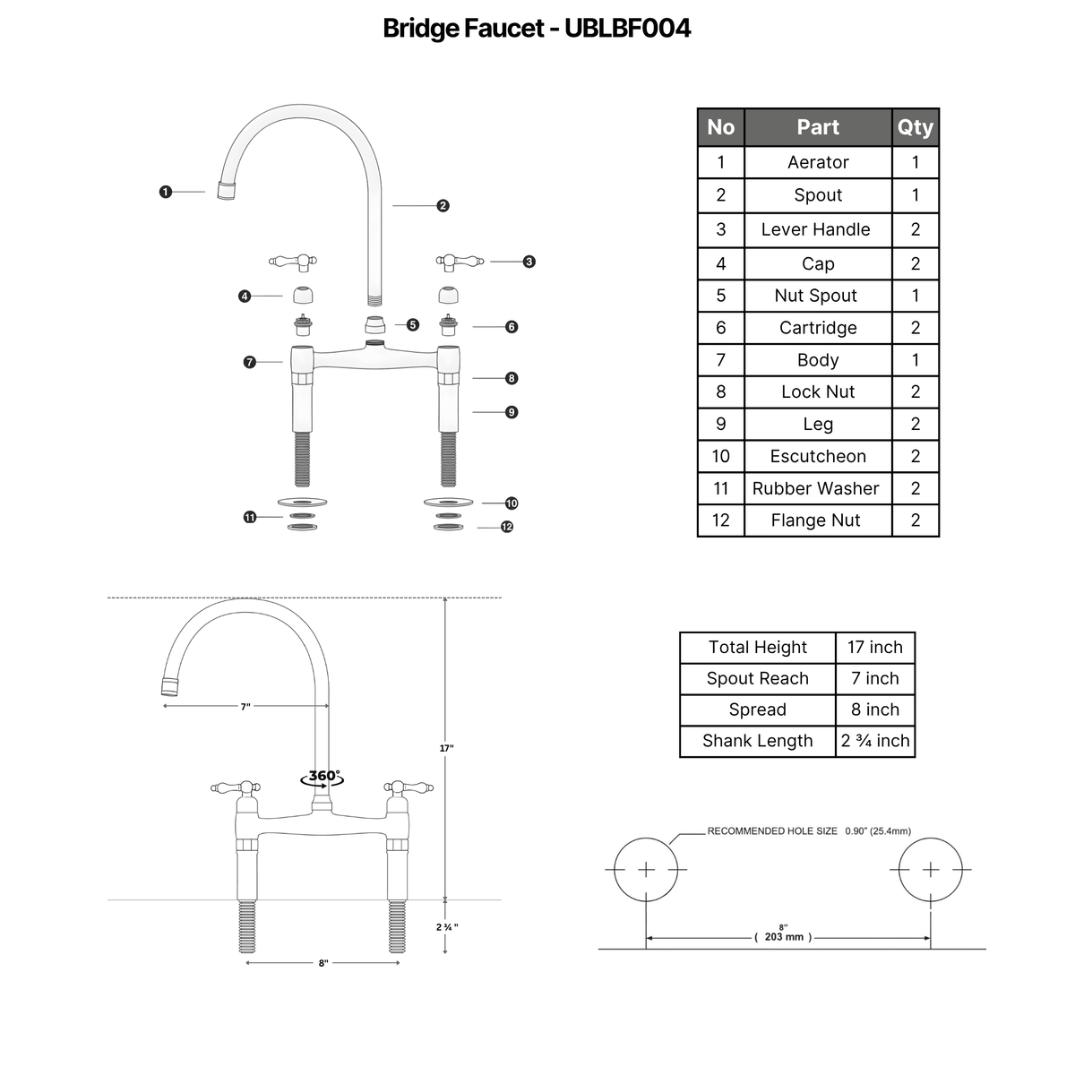 Unlacquered Brass Bridge Faucet with Lever Handles - Atlas - Vintaless