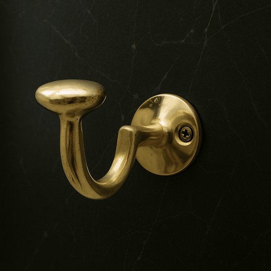 Unlacquered Brass Hooks, Solid Brass Robe Hook, Heavy Duty Single Hook, Wall Mount Robe Hooks - Vintaless