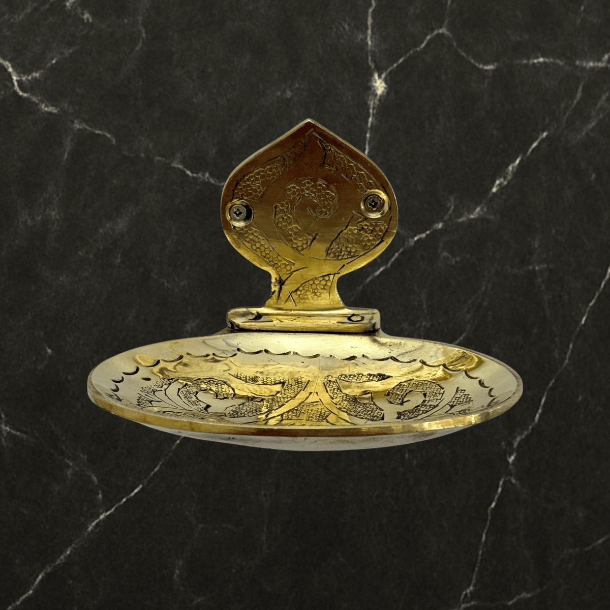 Unlacquered Brass Soap Dish, Wall-Mounted Engraved Brass Soap Tray - Vintaless